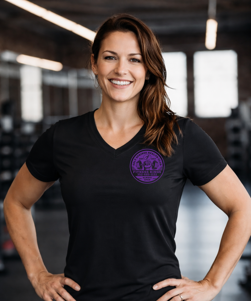 Fitness Kings Women's V-Neck Black & Purple