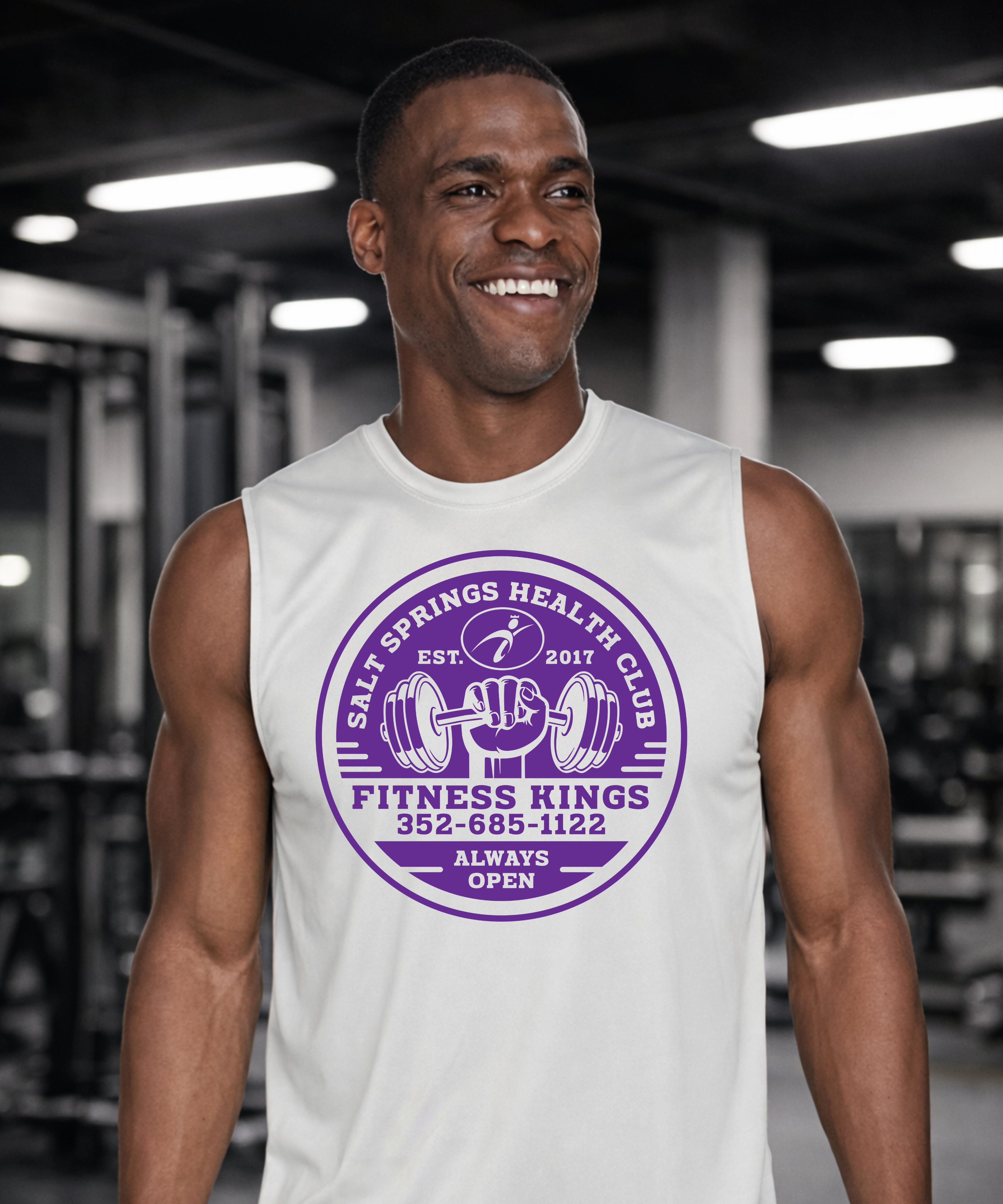 Fitness Kings Men's Performance Shirt White & Purple