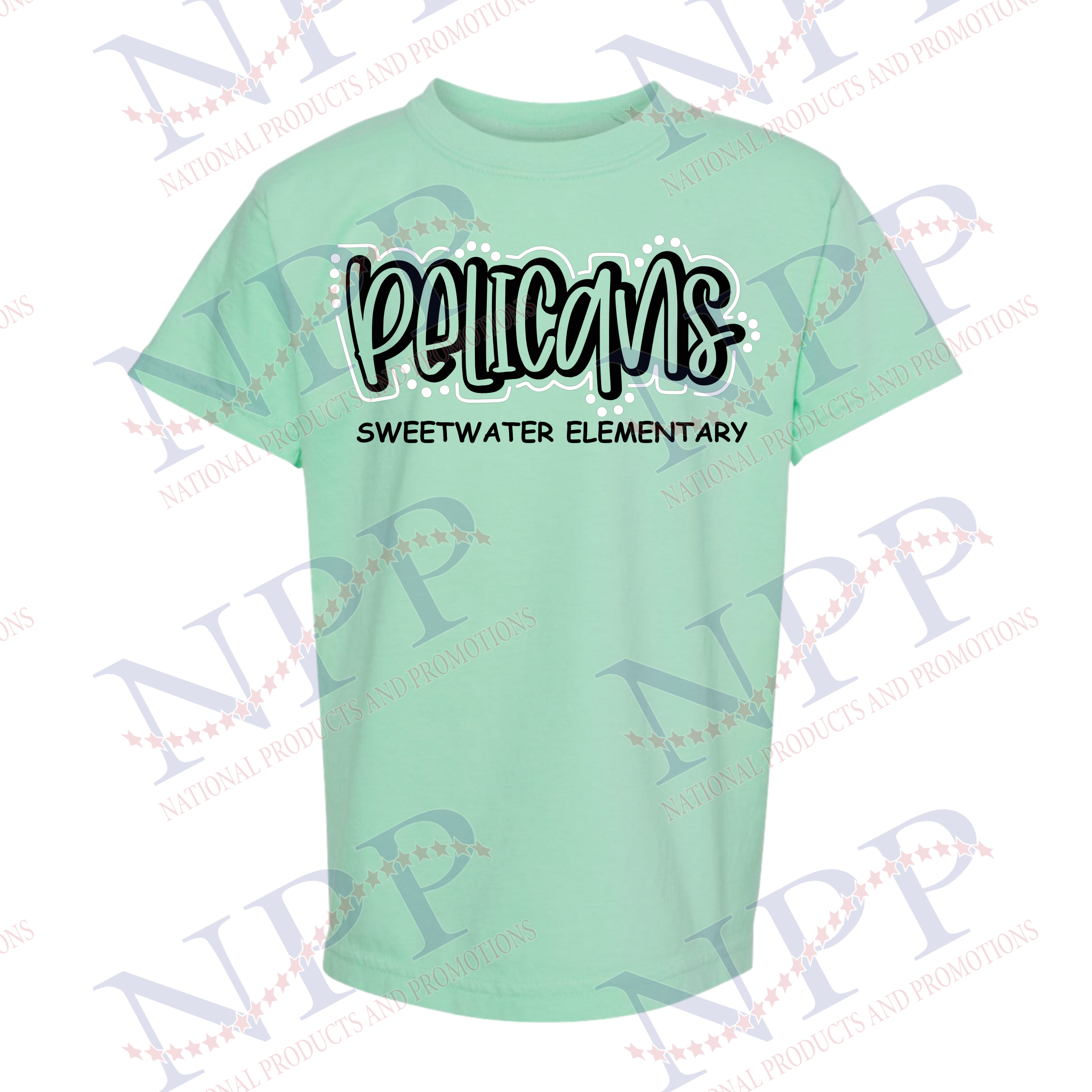 Youth Pelicans Dot Green Comfort Colors T-Shirt