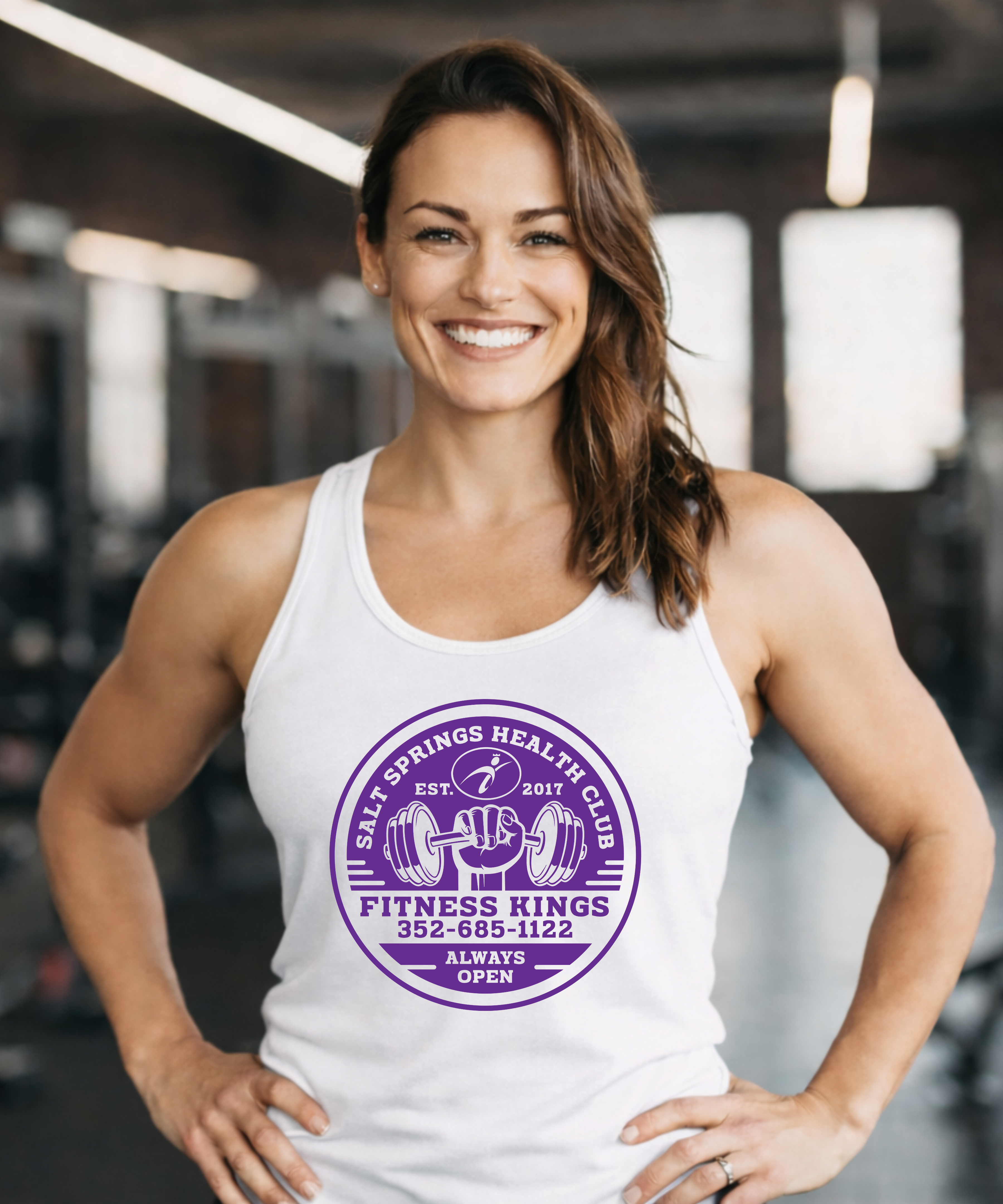 Fitness Kings Women's Racerback Tank White & Purple