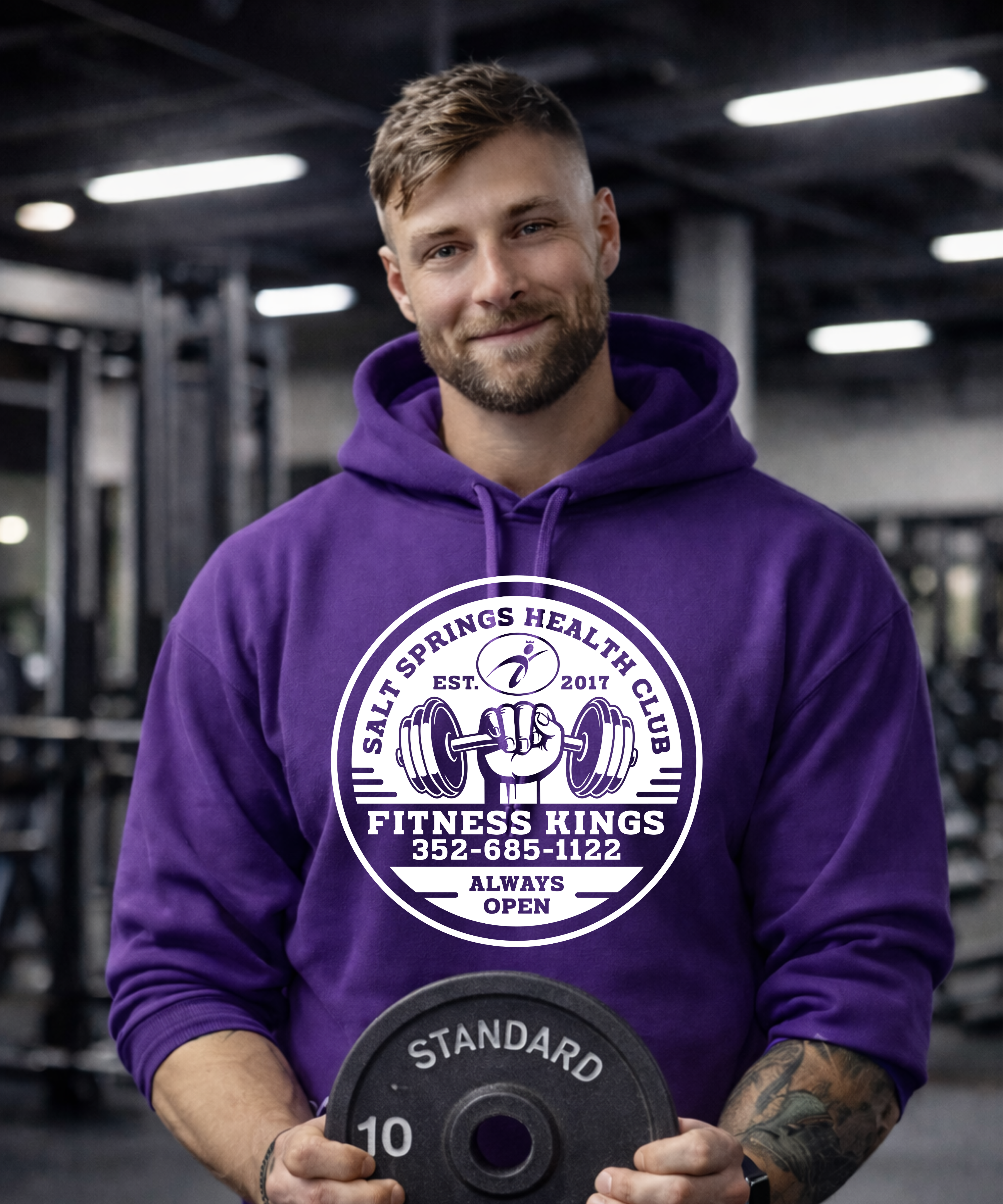 Fitness Kings SoftStyle Midweight Hoodie Purple & White