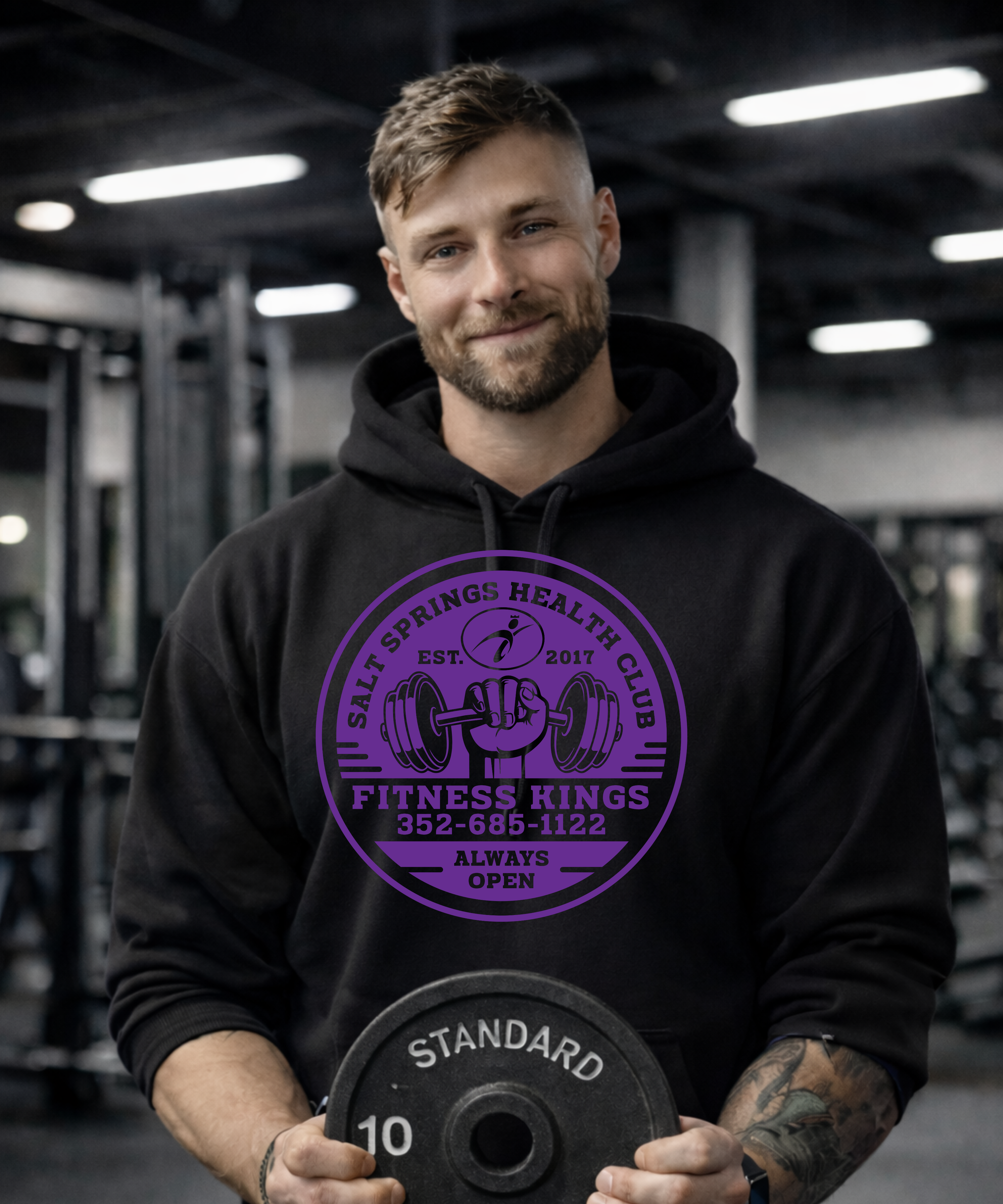 Fitness Kings SoftStyle Midweight Hoodie Black & Purple