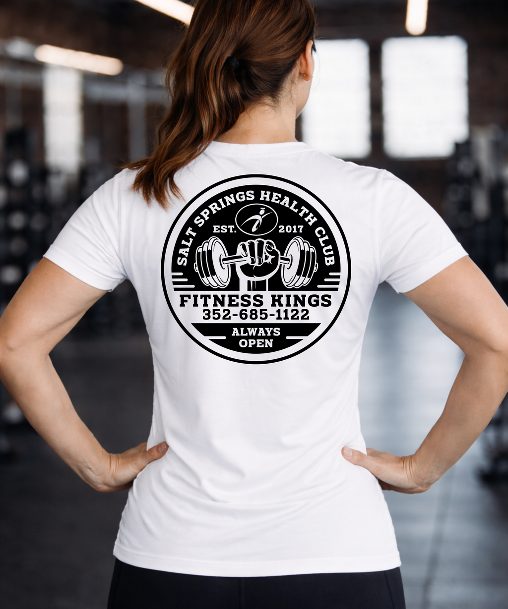Fitness Kings Women's V-Neck White & Black