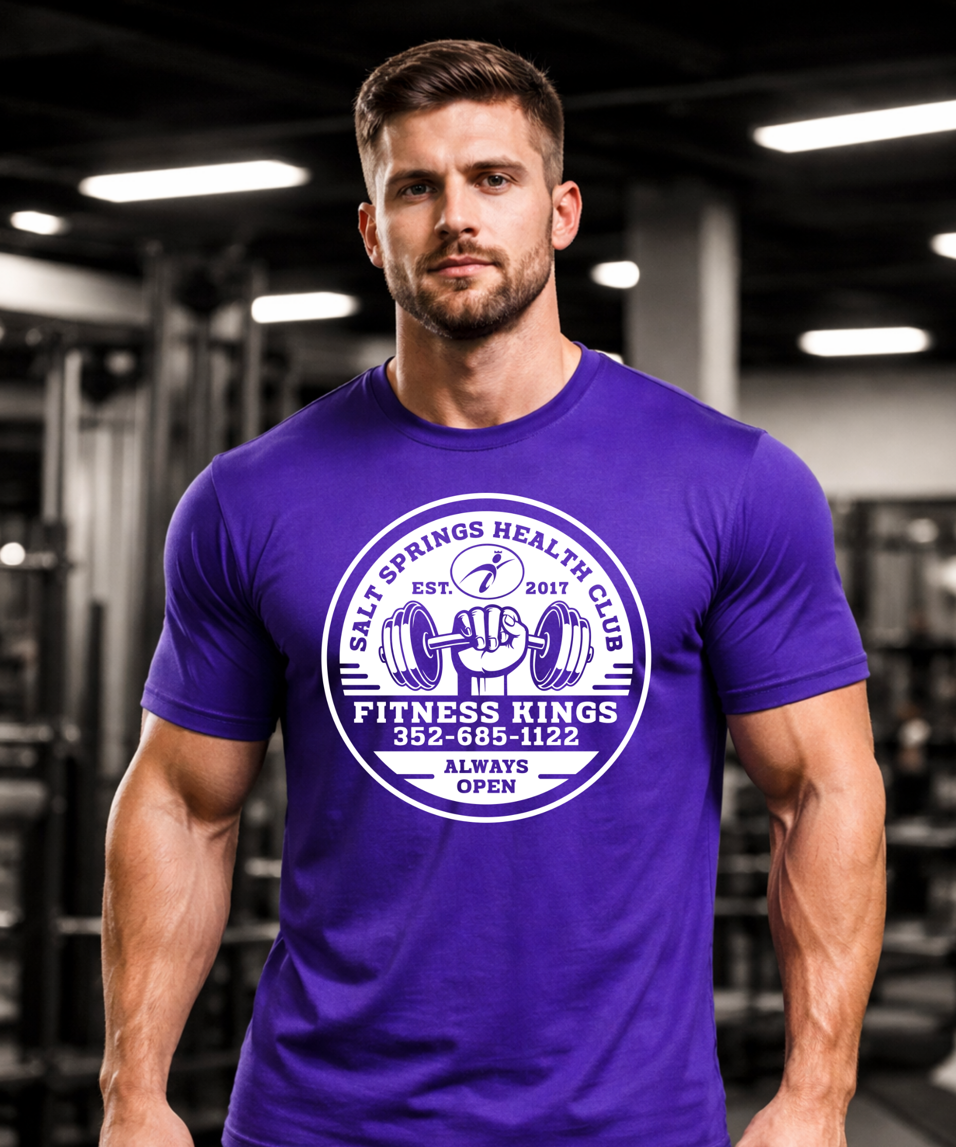 Fitness Kings Men's Performance Shirt Purple & White